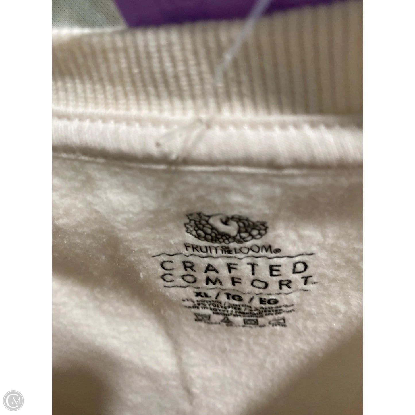 Sweatshirt Collar By Fruit Of The Loom In Cream, Size: Xl