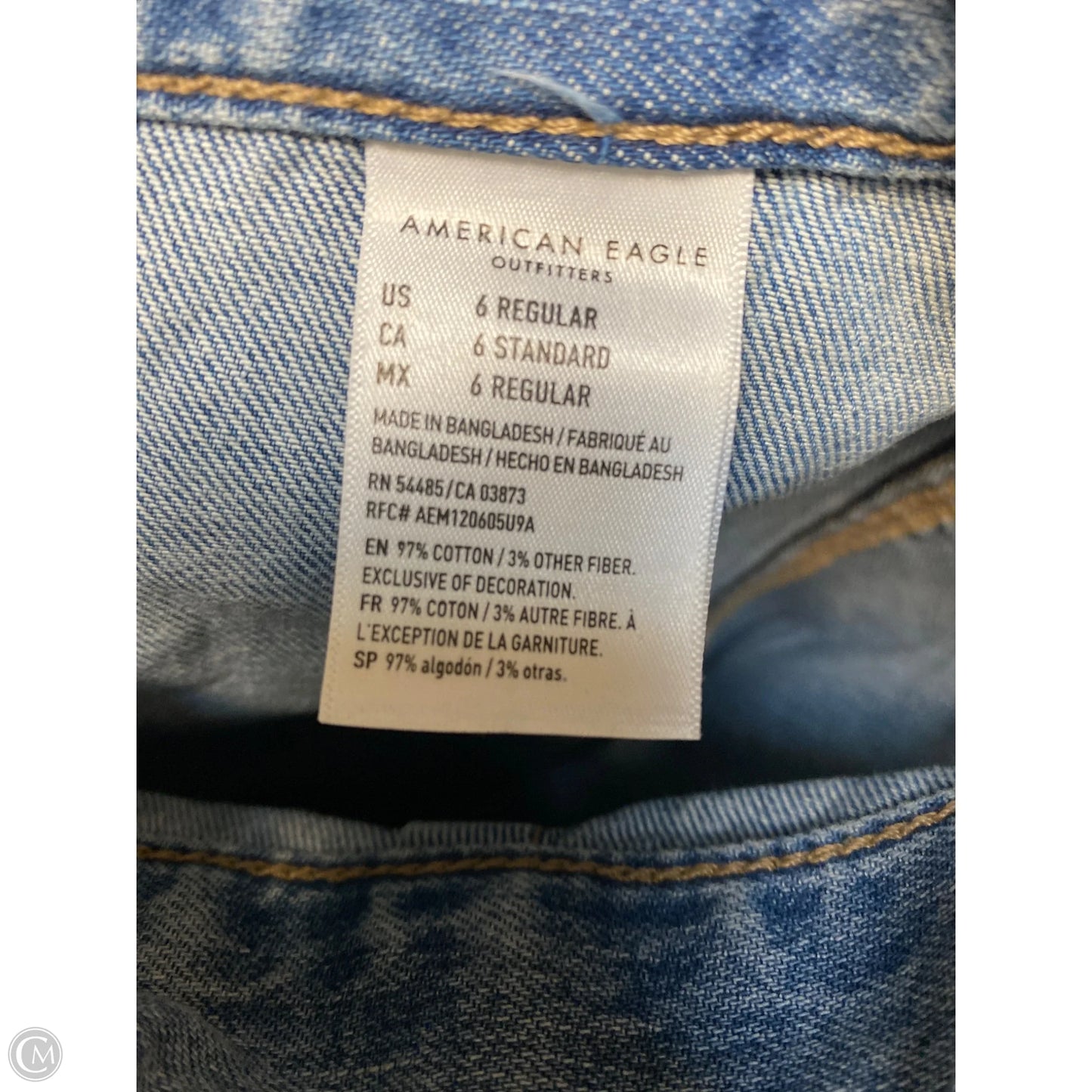 Jeans Straight By American Eagle In Blue Denim, Size: 6
