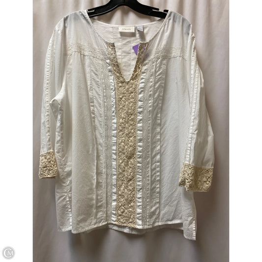 Top 3/4 Sleeve By Chicos In White, Size: Xxl