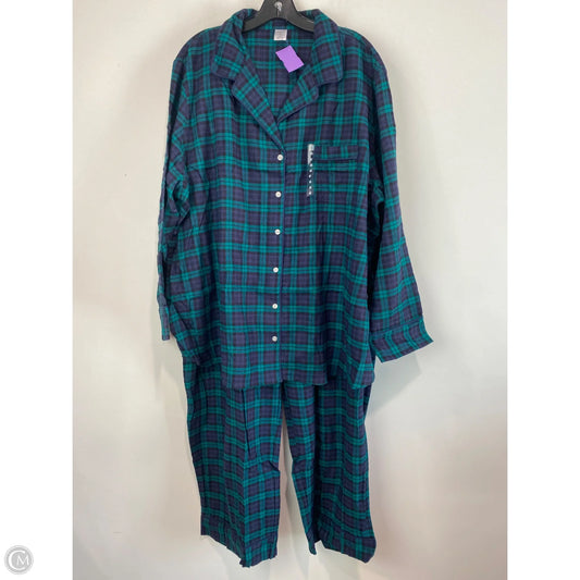 Pajamas 2pc By Liz Claiborne In Blue & Green, Size: 3x