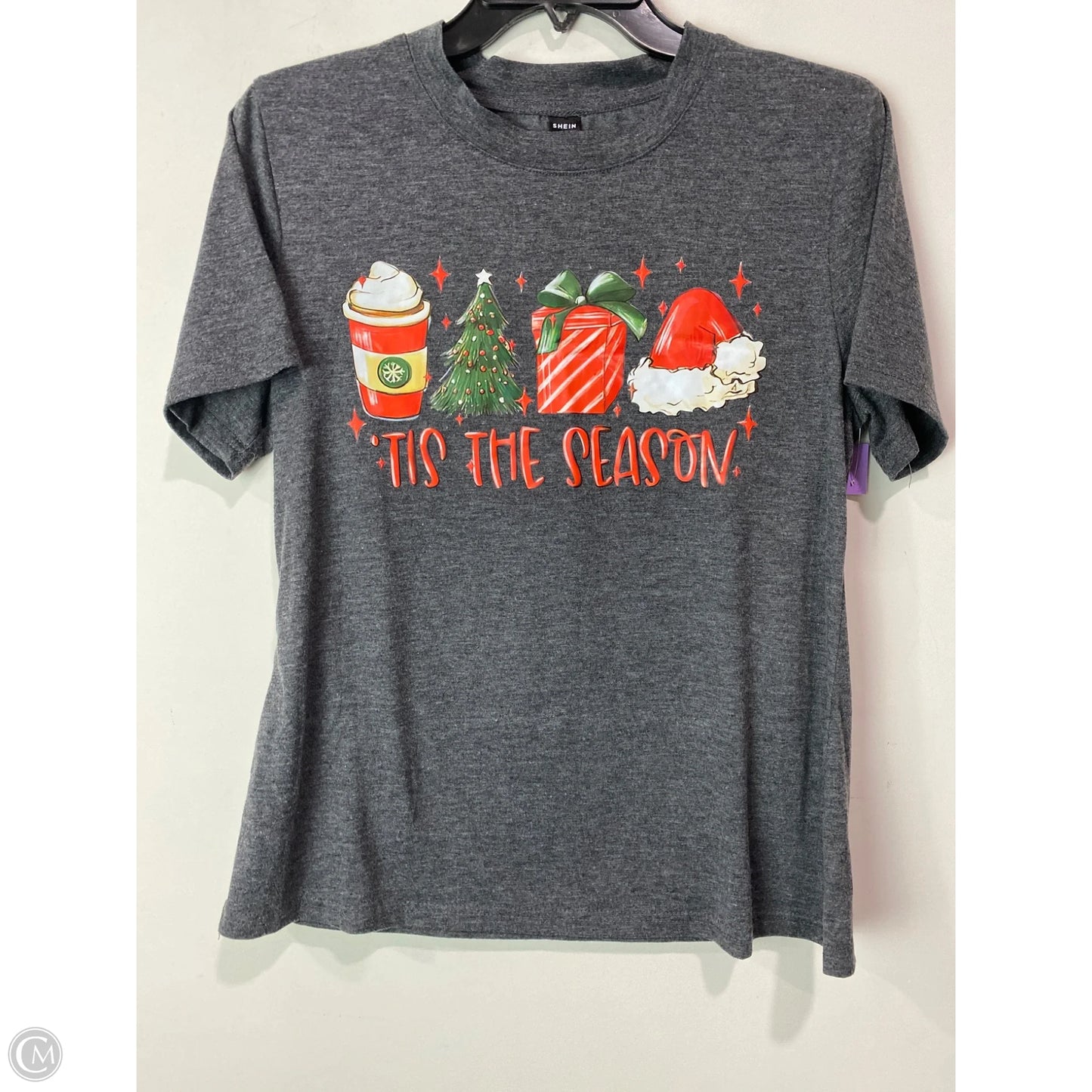 Top Short Sleeve By Shein In Grey, Size: M