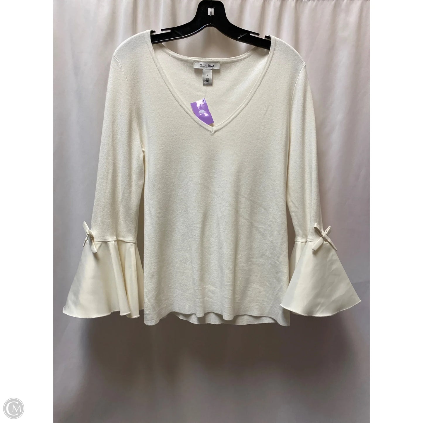Top Long Sleeve By White House Black Market In Cream, Size: L