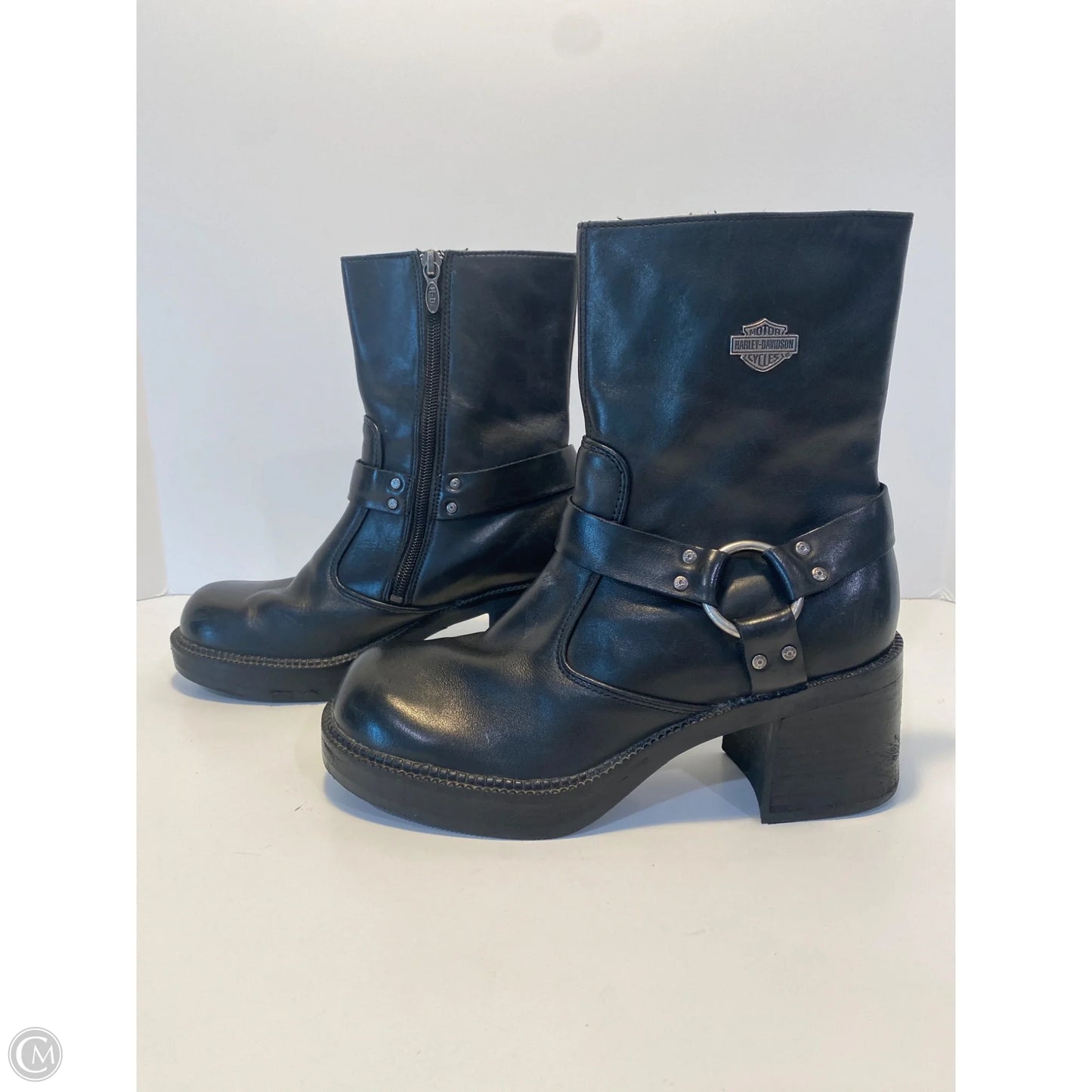 Boots Ankle Flats By Harley Davidson In Black, Size: 8