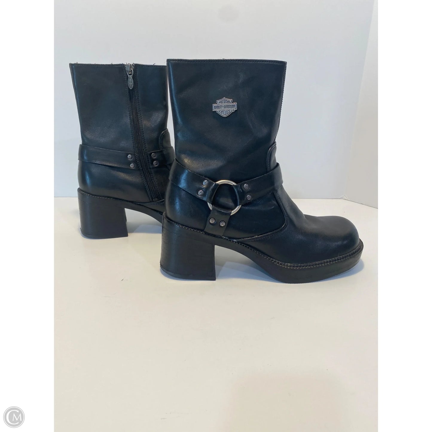 Boots Ankle Flats By Harley Davidson In Black, Size: 8