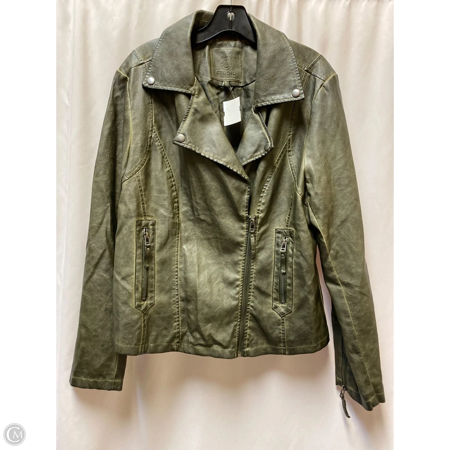 Jacket Moto By Max Studio In Green, Size: Xl
