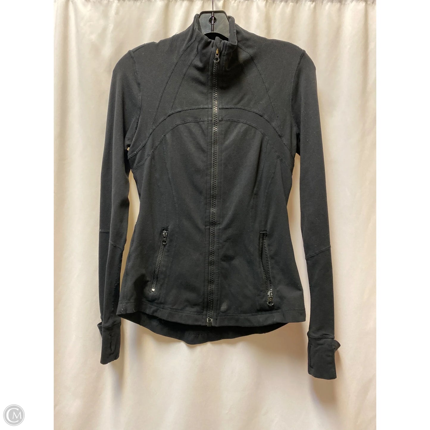 Athletic Top Long Sleeve Collar By Lululemon In Black, Size: 6