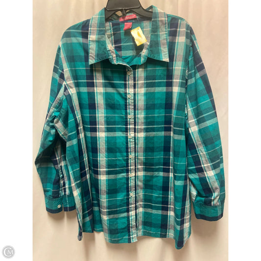 Top Long Sleeve By Woman Within In Green, Size: 3x
