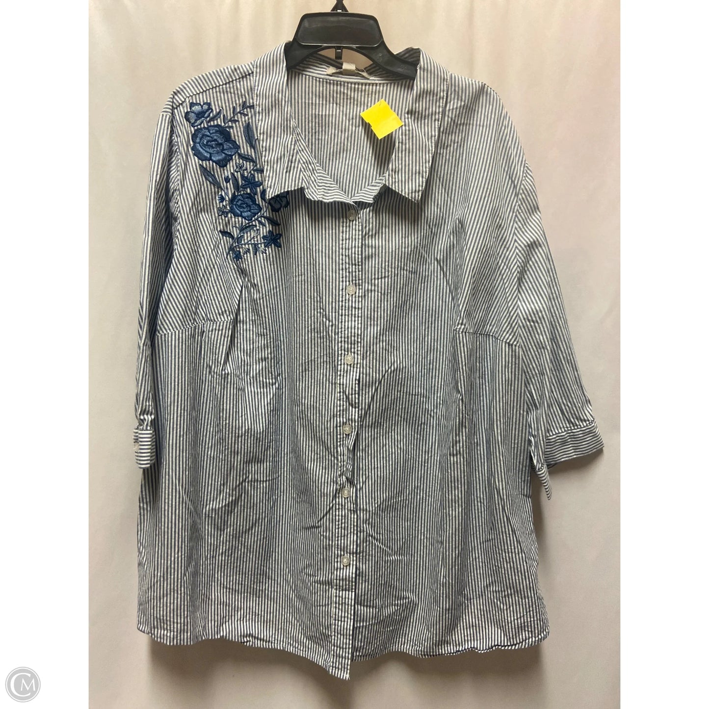 Top Long Sleeve By Woman Within In Blue, Size: 4x