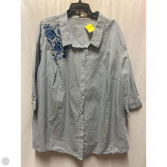 Top Long Sleeve By Woman Within In Blue, Size: 4x