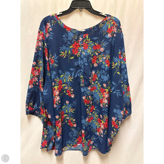 Top Long Sleeve By Woman Within In Blue, Size: 4x