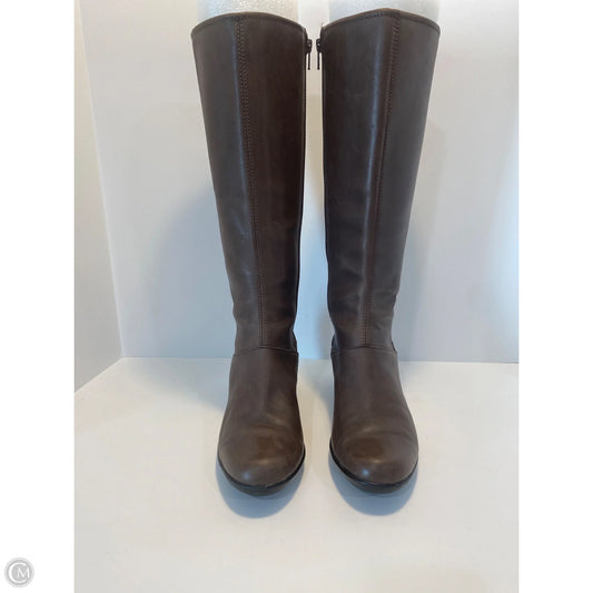 Boots Knee Heels By Cushionaire In Brown, Size: 7.5