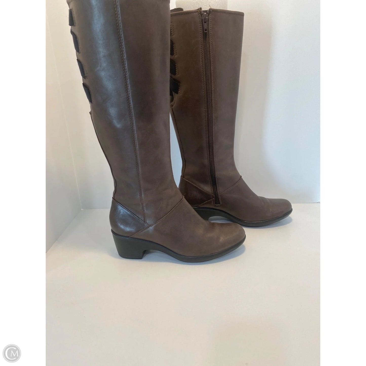 Boots Knee Heels By Cushionaire In Brown, Size: 7.5