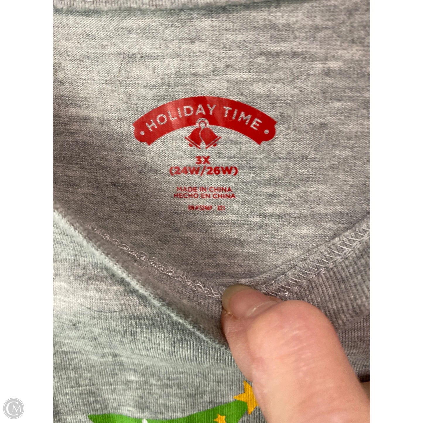 Top Short Sleeve By Holiday Time In Grey, Size: 3x