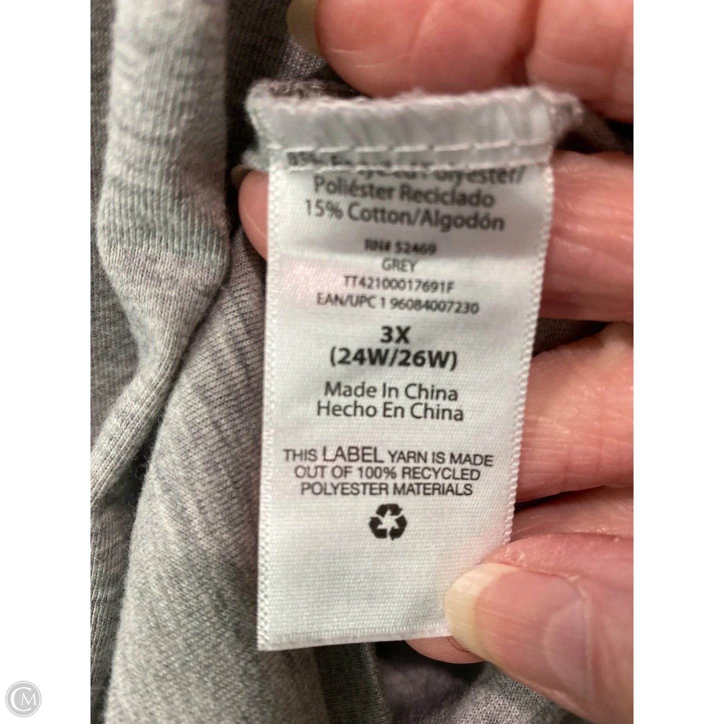 Top Short Sleeve By Holiday Time In Grey, Size: 3x