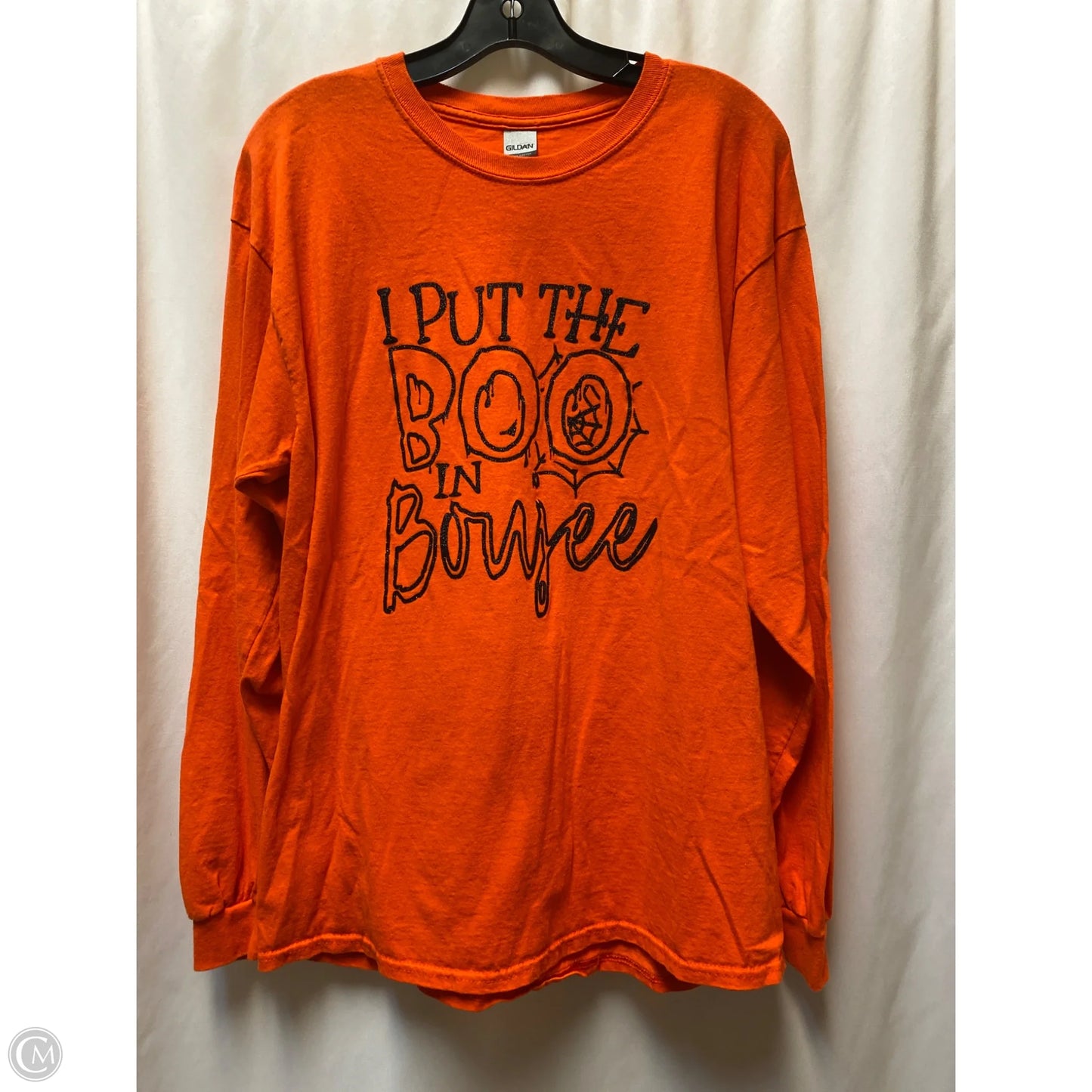 Top Long Sleeve By Gildan In Orange, Size: L