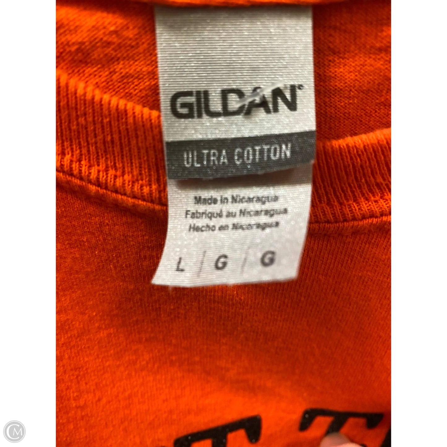 Top Long Sleeve By Gildan In Orange, Size: L
