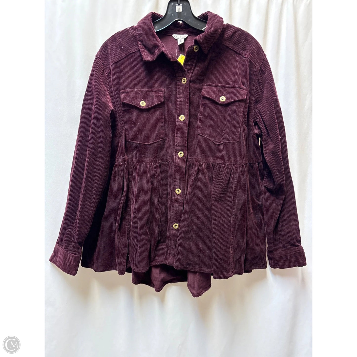 Jacket Shirt By Cato In Maroon, Size: M