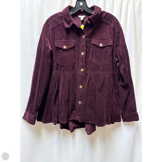 Jacket Shirt By Cato In Maroon, Size: M
