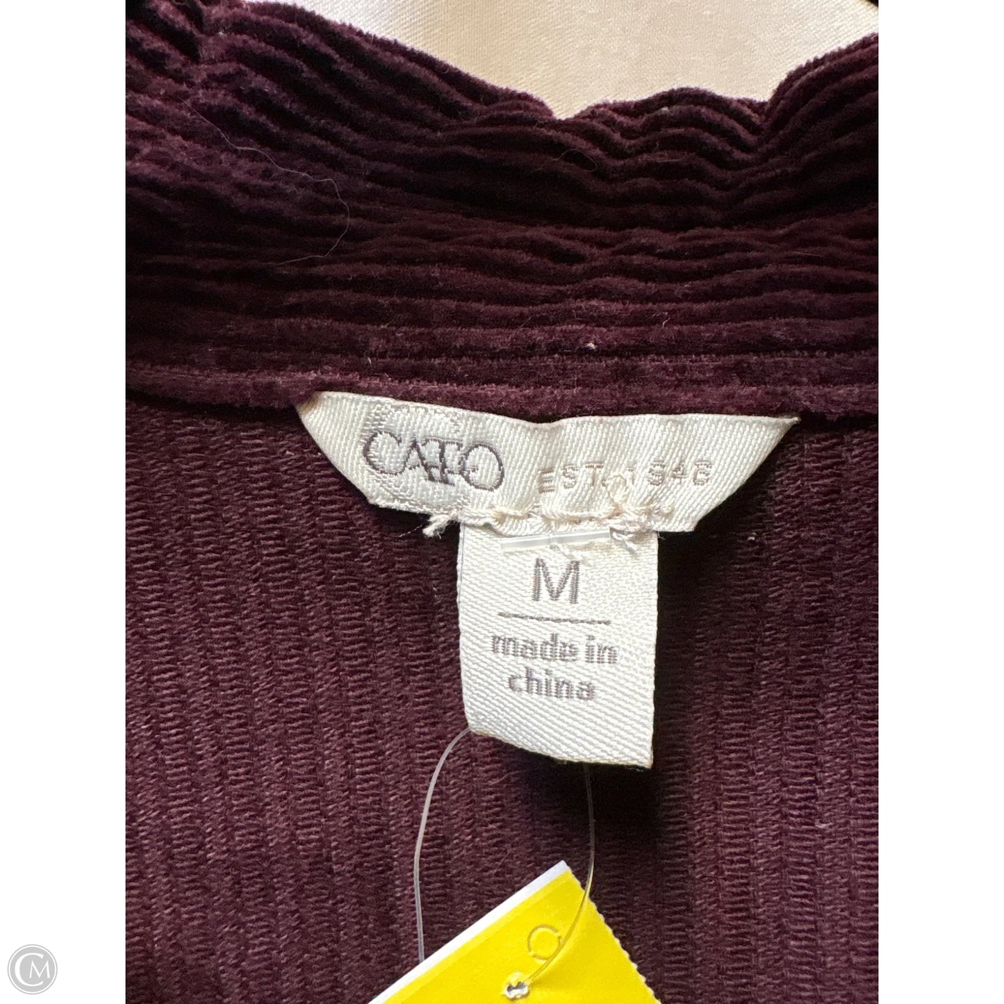 Jacket Shirt By Cato In Maroon, Size: M