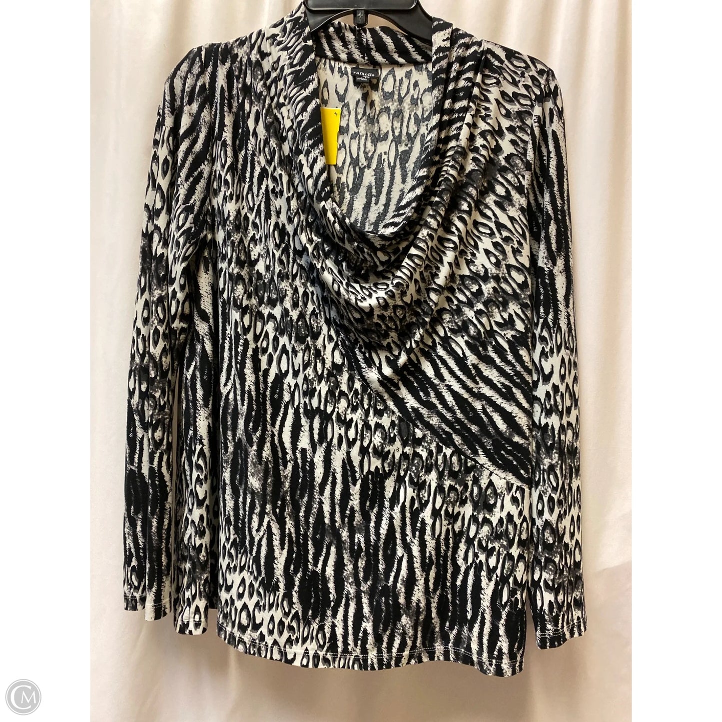 Top Long Sleeve By Rafaella In Black & White, Size: M