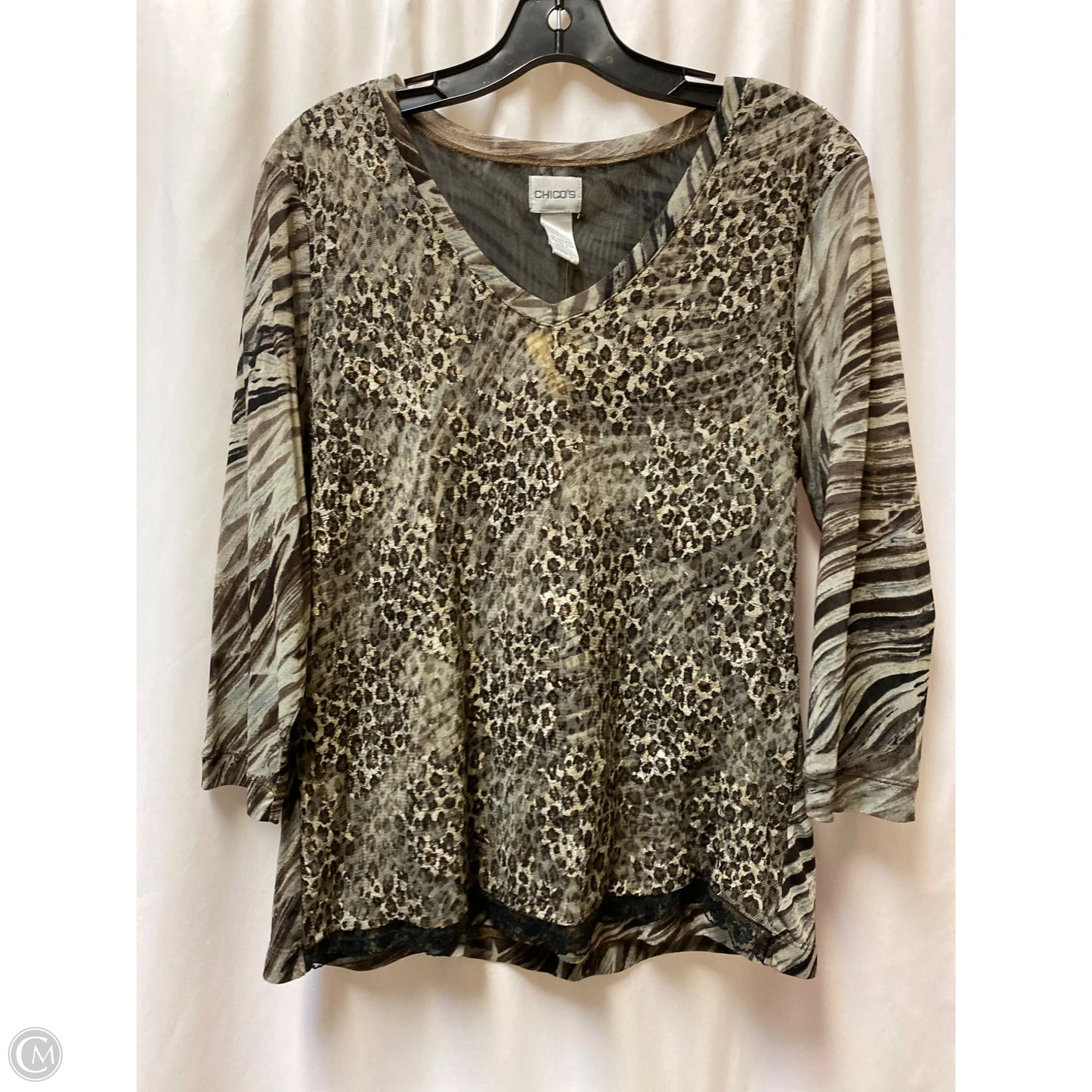 Top Long Sleeve By Chicos In Green, Size: L
