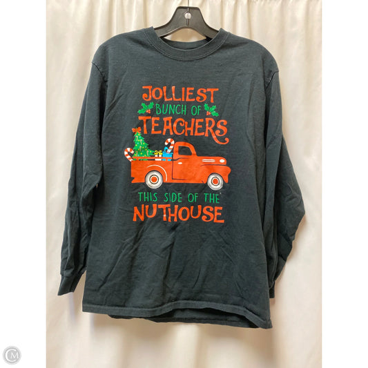 Top Long Sleeve By Gildan In Black, Size: M