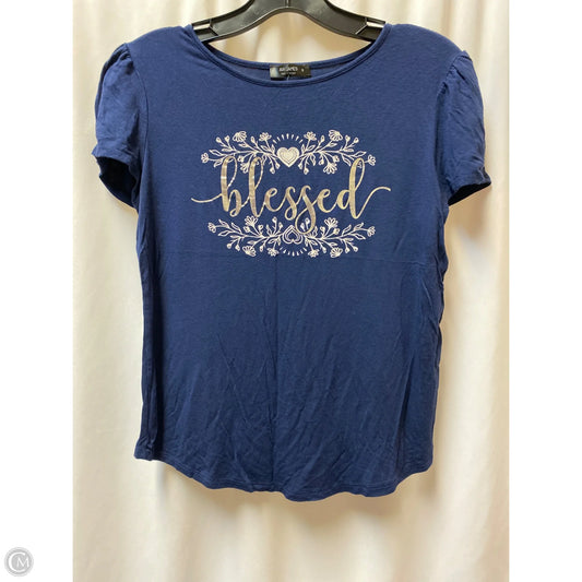 Top Short Sleeve By Ava James In Navy, Size: S
