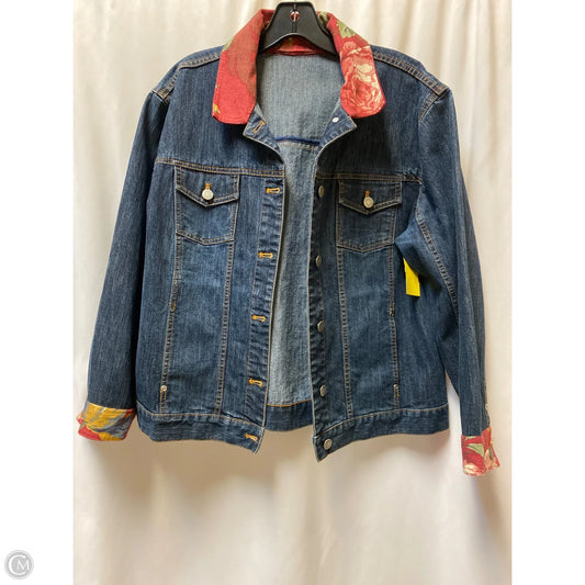Jacket Denim By Chicos In Blue Denim, Size: Xl
