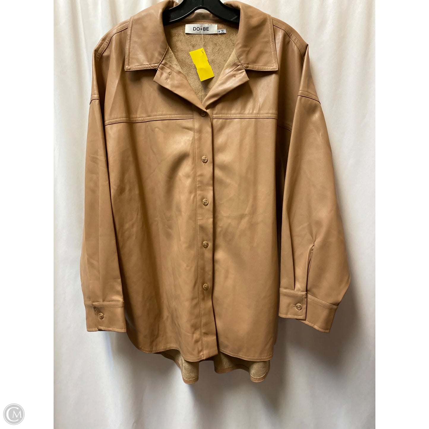 Jacket Shirt By Do + Be In Tan, Size: M