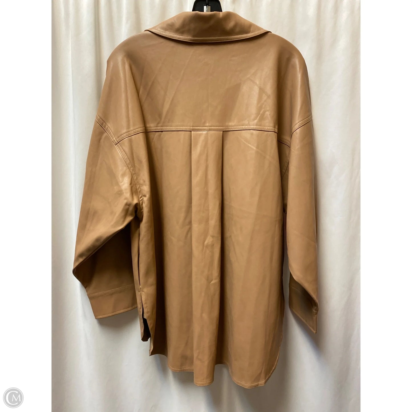 Jacket Shirt By Do + Be In Tan, Size: M