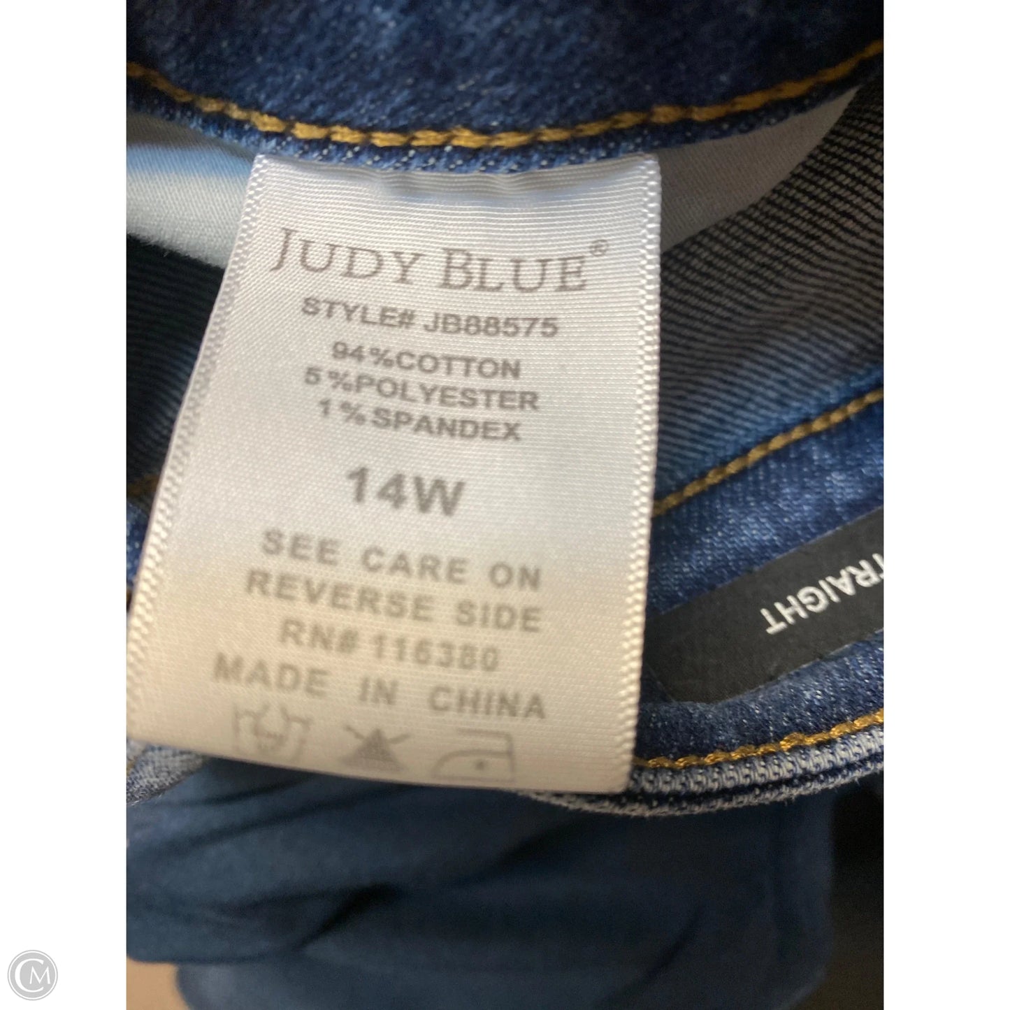 Jeans Straight By Judy Blue In Blue Denim, Size: 14