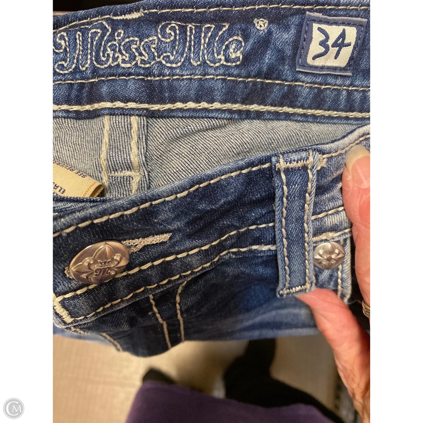 Jeans Straight By Miss Me In Blue Denim, Size: 18