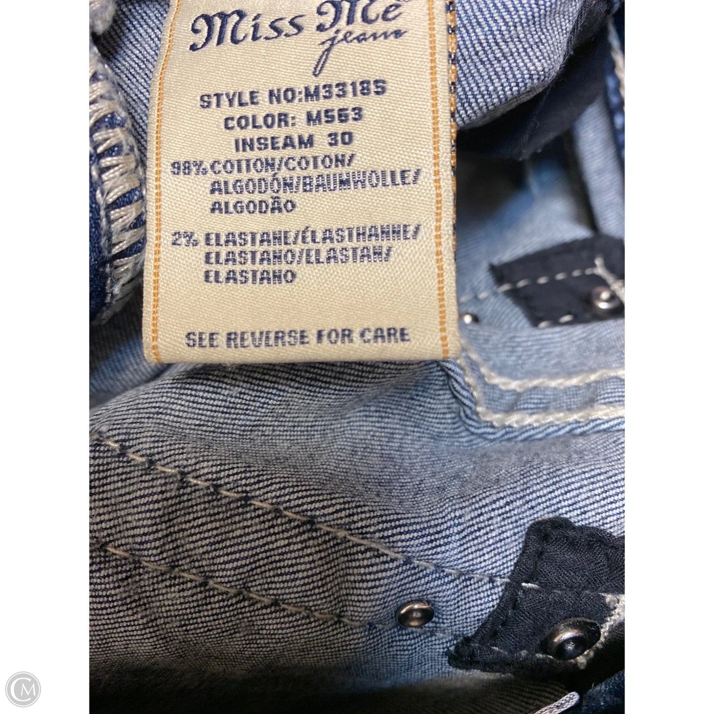 Jeans Straight By Miss Me In Blue Denim, Size: 18