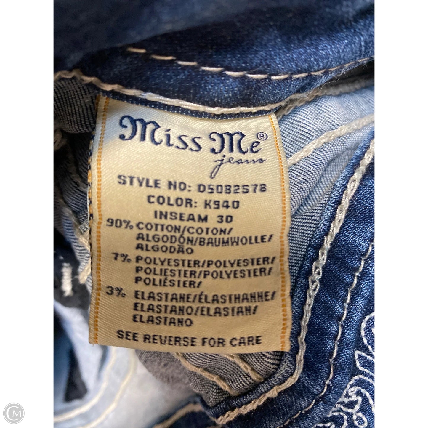Jeans Straight By Miss Me In Blue Denim, Size: 16