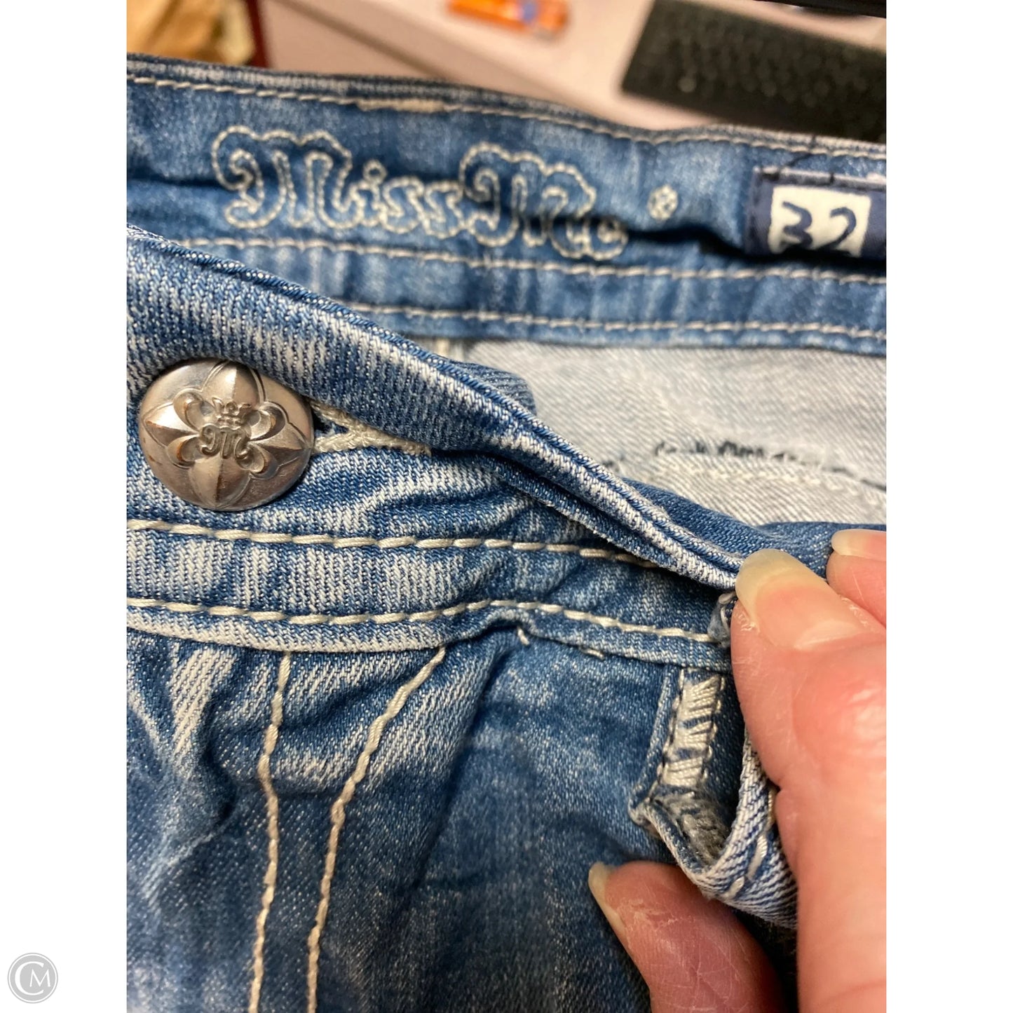 Jeans Straight By Miss Me In Blue Denim, Size: 14
