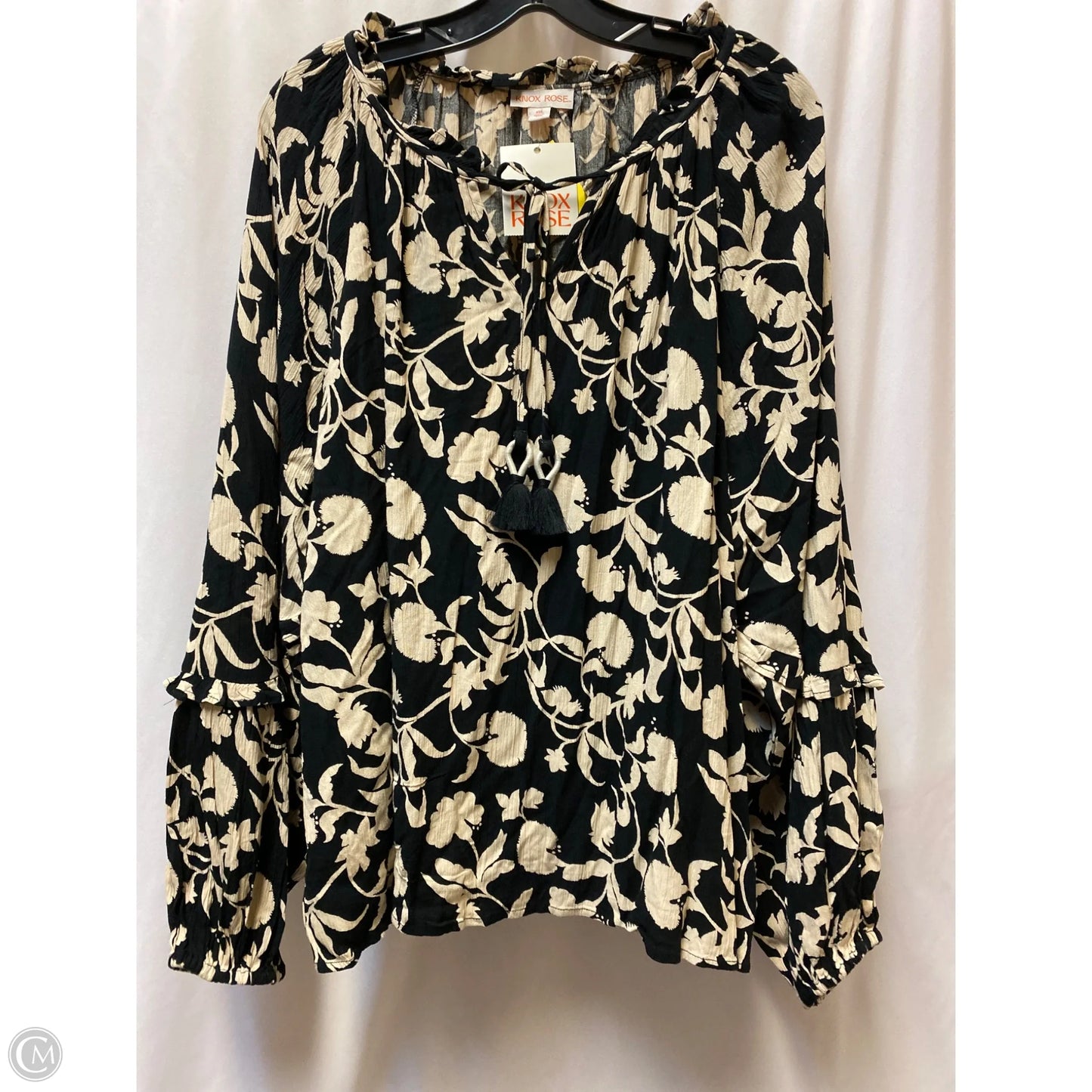 Top Long Sleeve by Knox Rose In Tan&Black, Size: Xxl