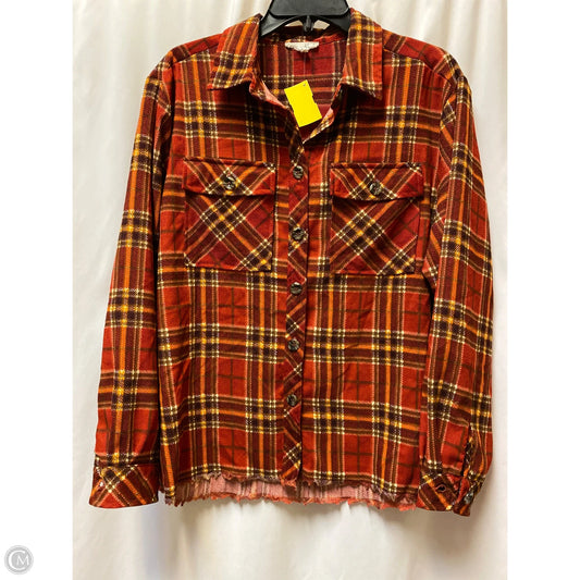 Top Long Sleeve By Clothes Mentor In Plaid Pattern, Size: L