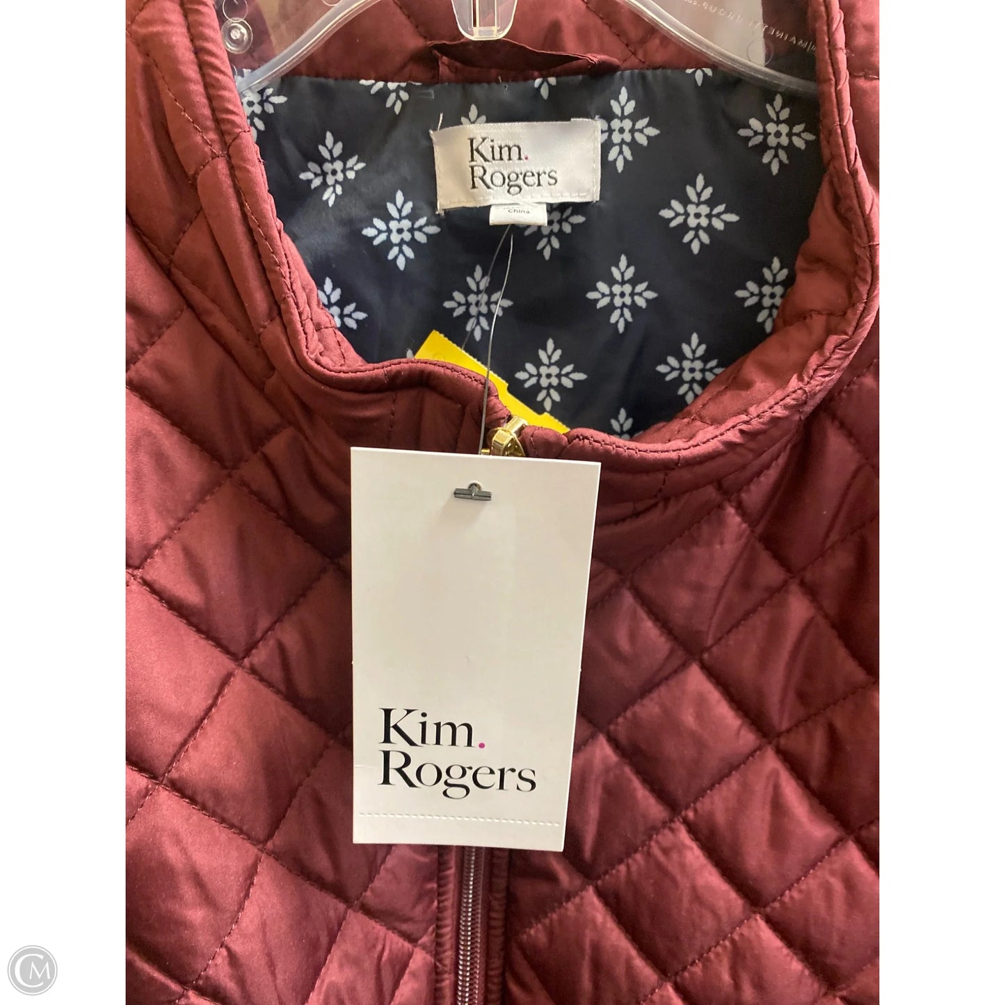 Vest Puffer & Quilted By Kim Rogers In Maroon, Size: 3x