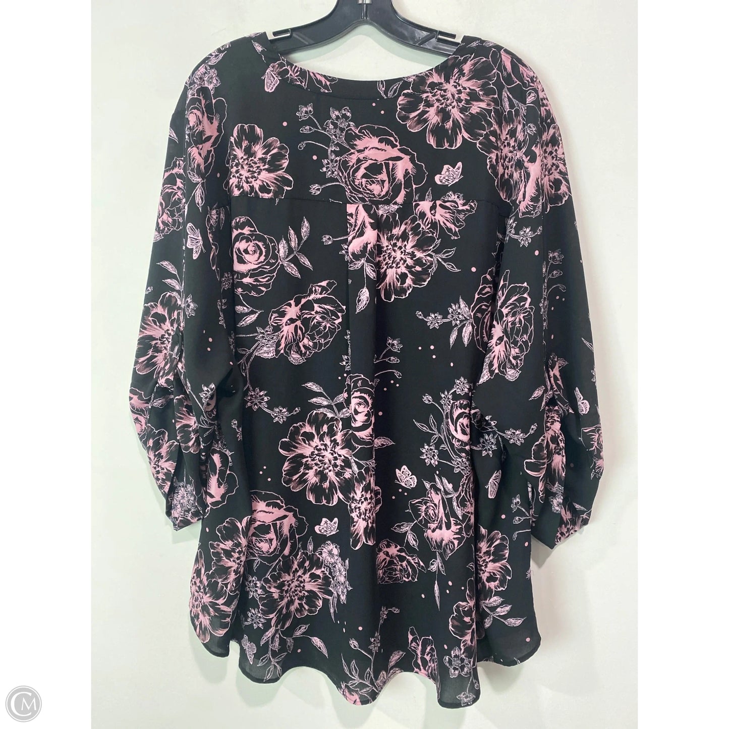 Top Long Sleeve By Torrid In Black & Pink, Size: 4x
