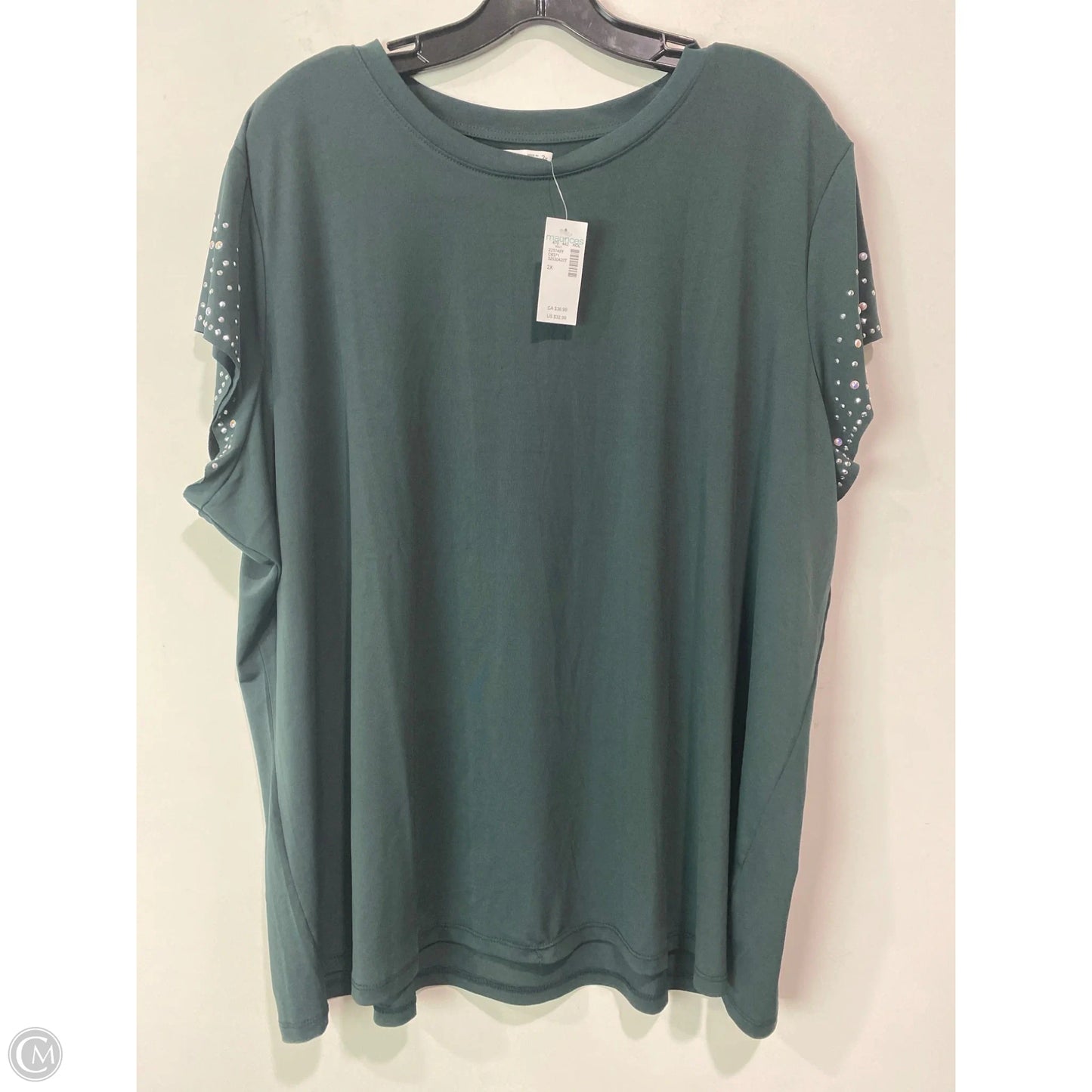 Top Short Sleeve By Edgely In Green, Size: 2x