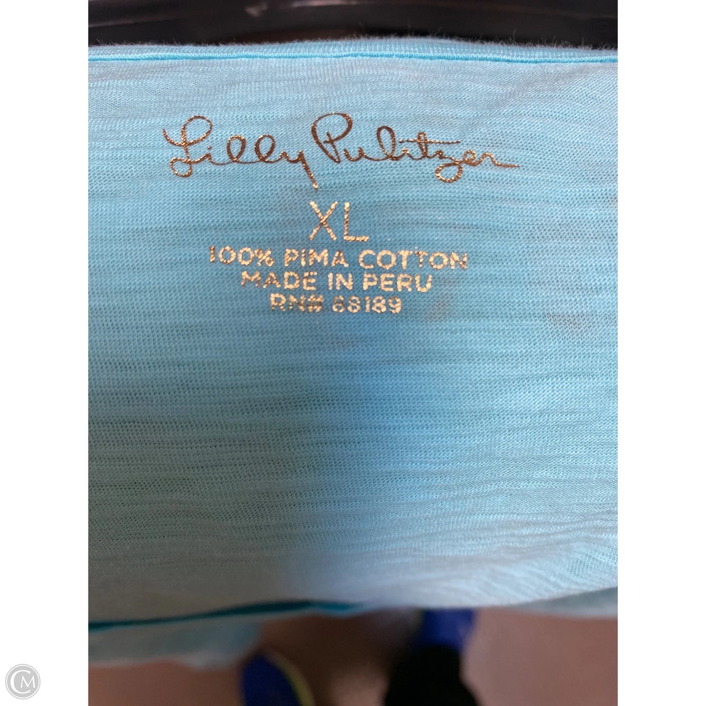 Top Short Sleeve Designer By Lilly Pulitzer In Blue, Size: Xl