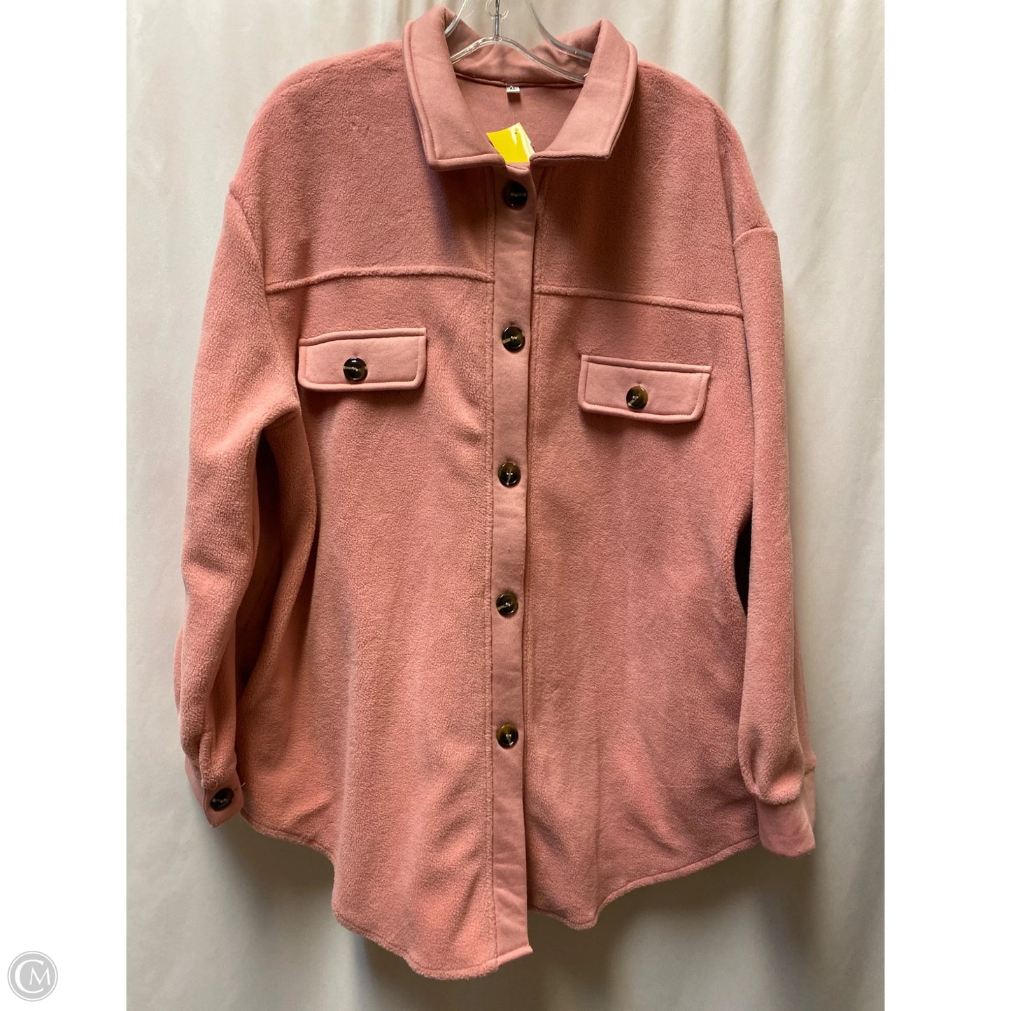 Jacket Shirt By Clothes Mentor In Pink, Size: Xl
