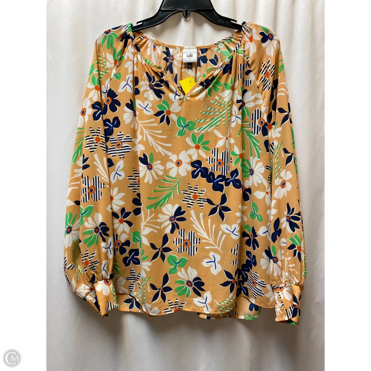 Top Long Sleeve By Cabi In Peach, Size: L