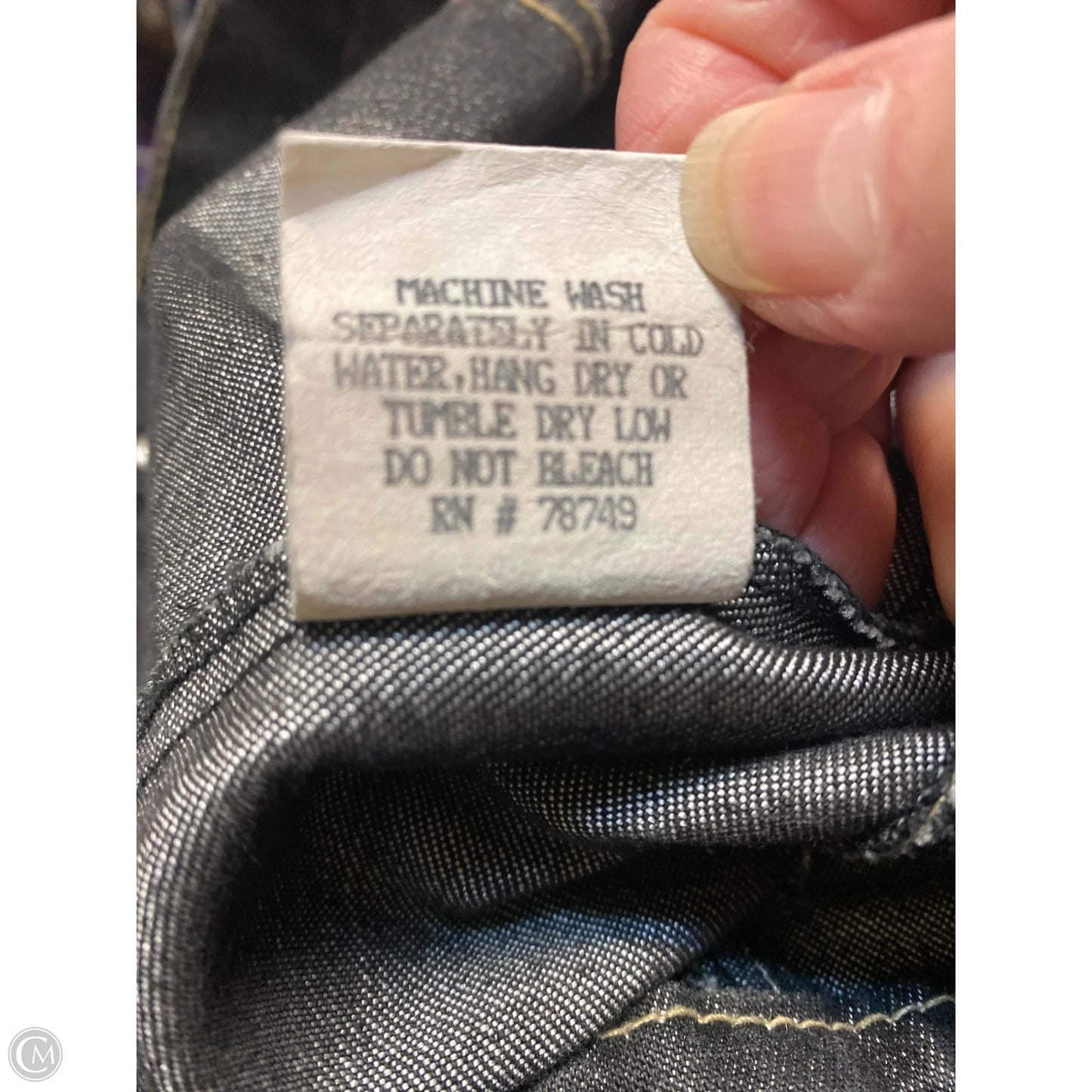 Jacket Denim By Blue Asphalt In Black Denim, Size: M