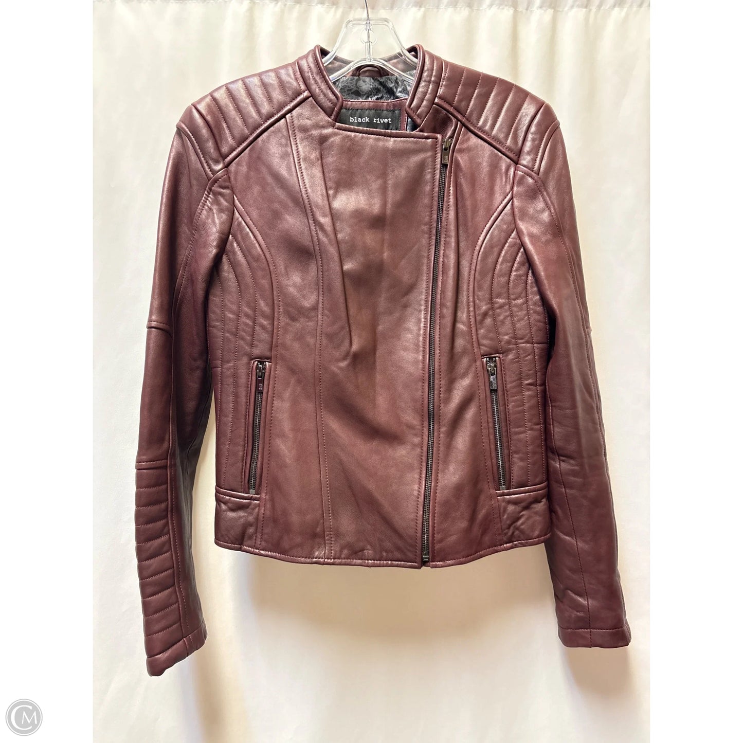 Jacket Leather By Black Rivet In Maroon, Size: S