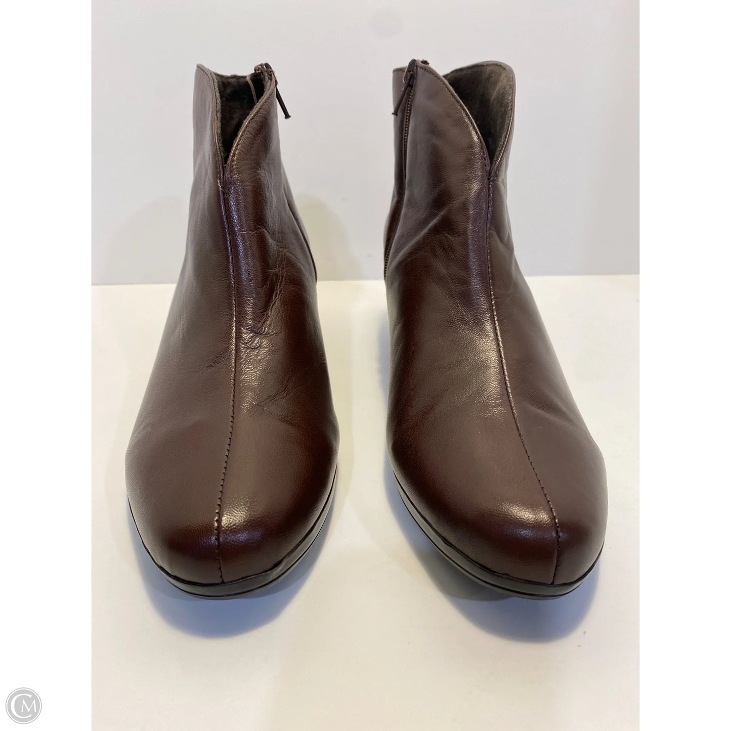 Boots Ankle Heels By Clothes Mentor In Brown, Size: 10.5