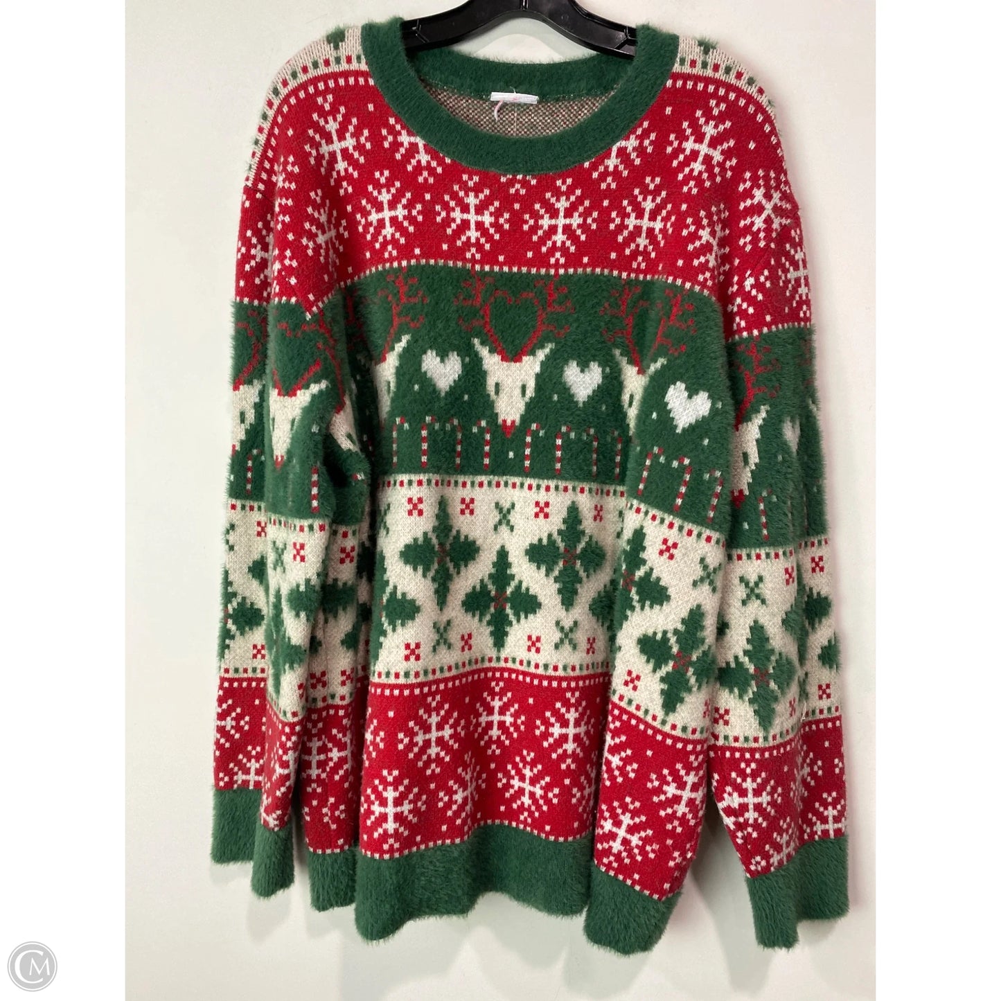 Sweater By Clothes Mentor In Green & Red, Size: 1x