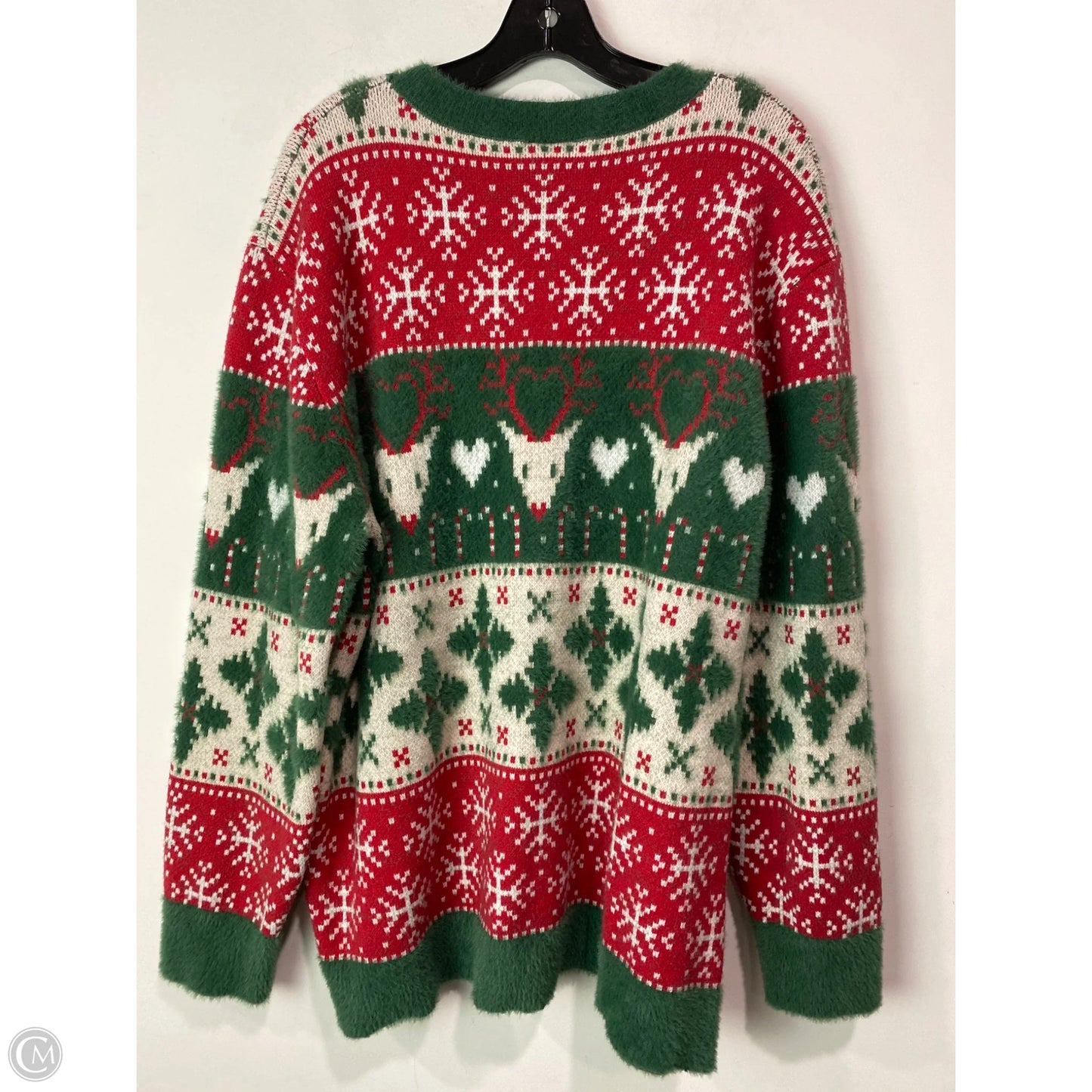 Sweater By Clothes Mentor In Green & Red, Size: 1x