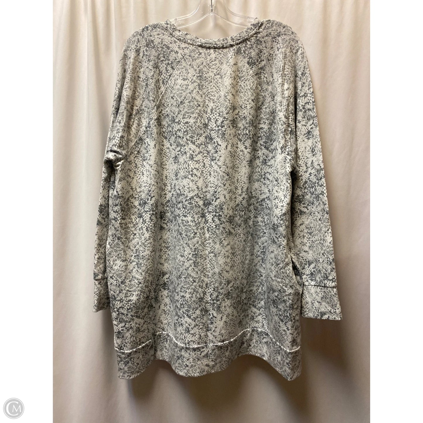 Sweatshirt Crewneck By Ideology In Grey & White, Size: 2x