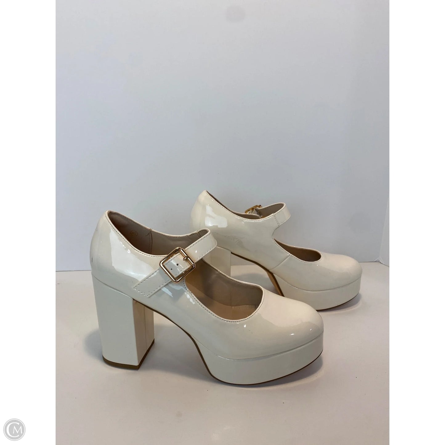 Shoes Heels Block By Clothes Mentor In White, Size: 8.5